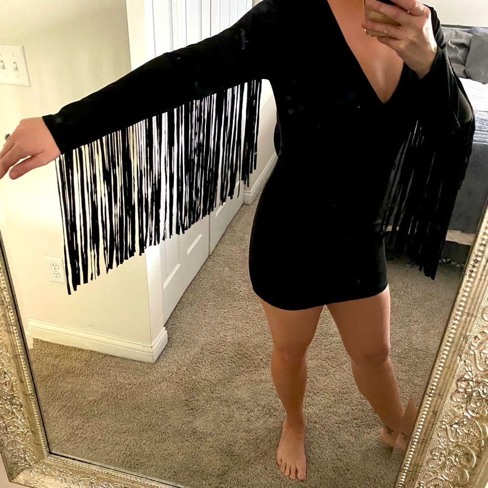 Black Suede fringe dress